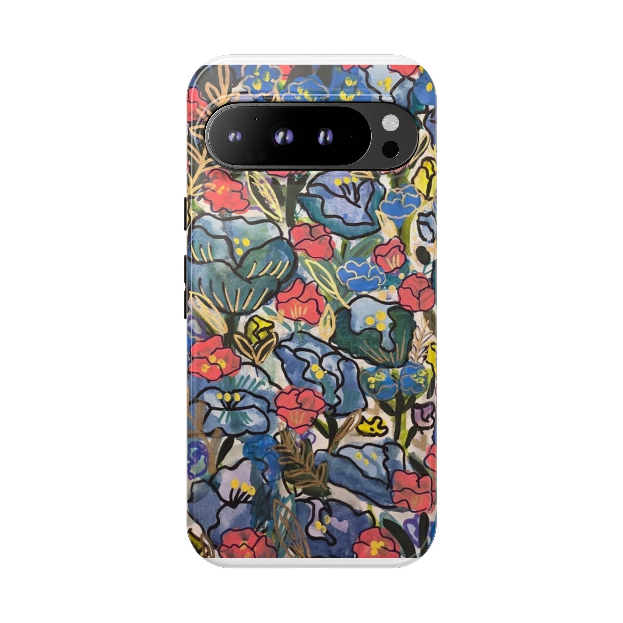 Floral Mosaic Tough Phone Case — Colorful Wildflower Protective iPhone Cover