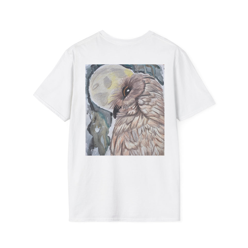 Owl Moon T-Shirt — Illustrated Barn Owl with Moon Art Print