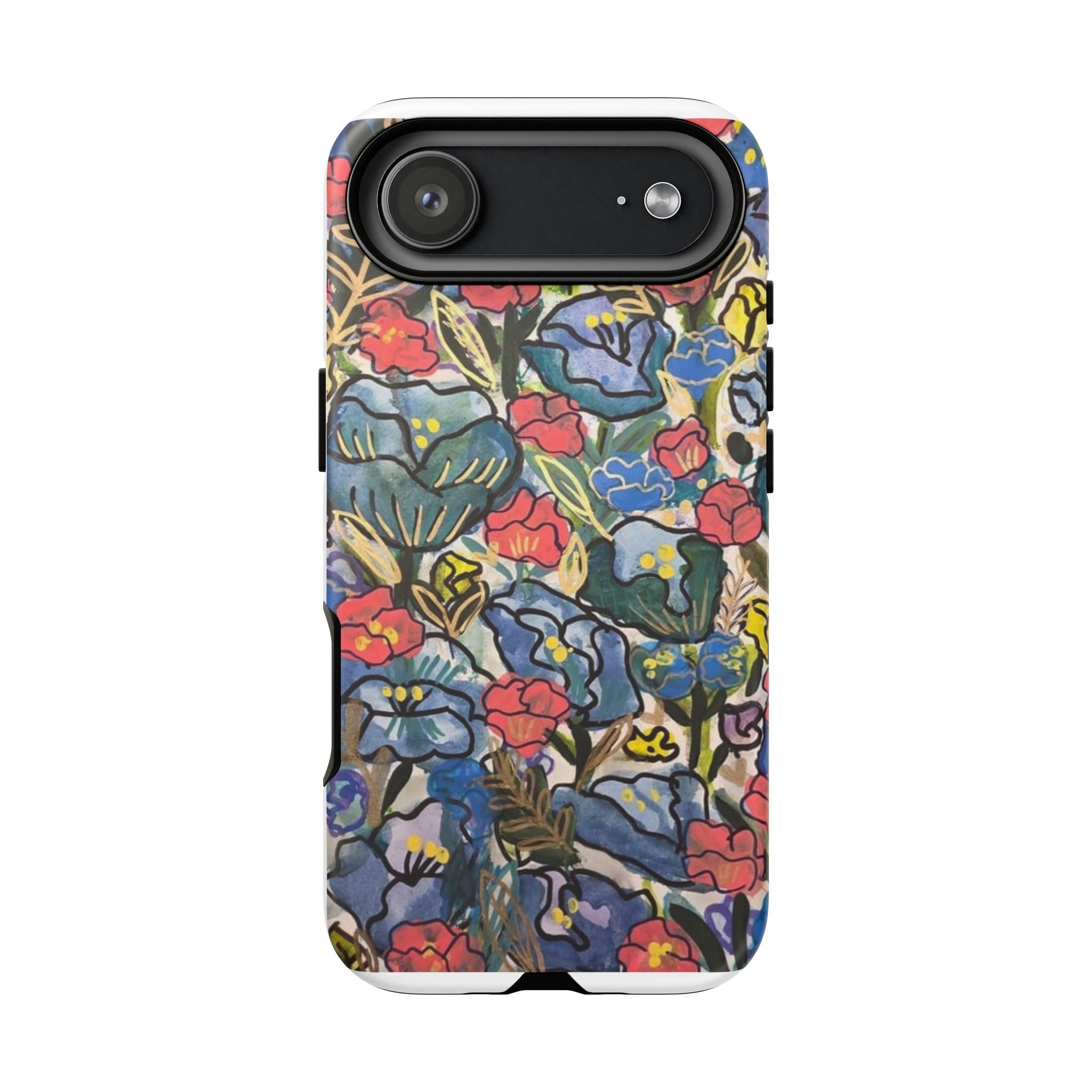 Floral Mosaic Tough Phone Case — Colorful Wildflower Protective iPhone Cover