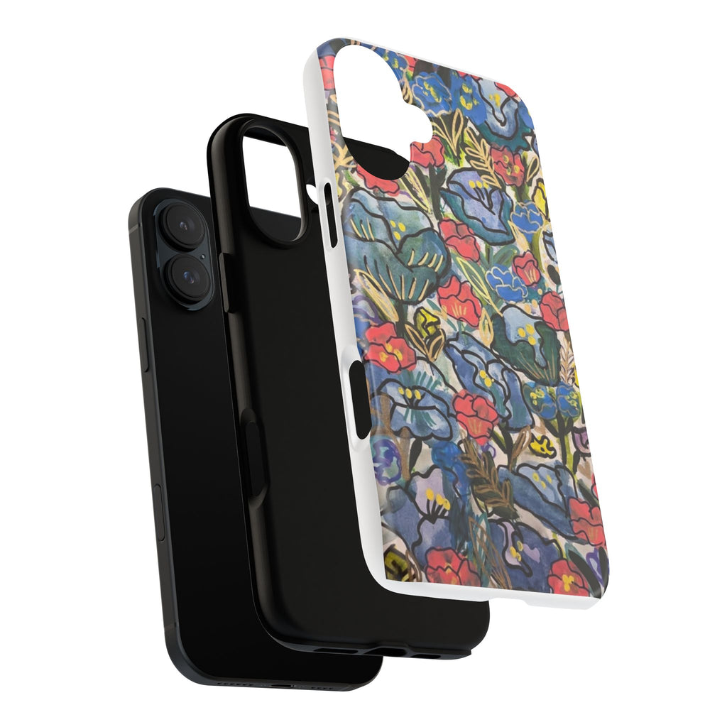 Floral Mosaic Tough Phone Case — Colorful Wildflower Protective iPhone Cover