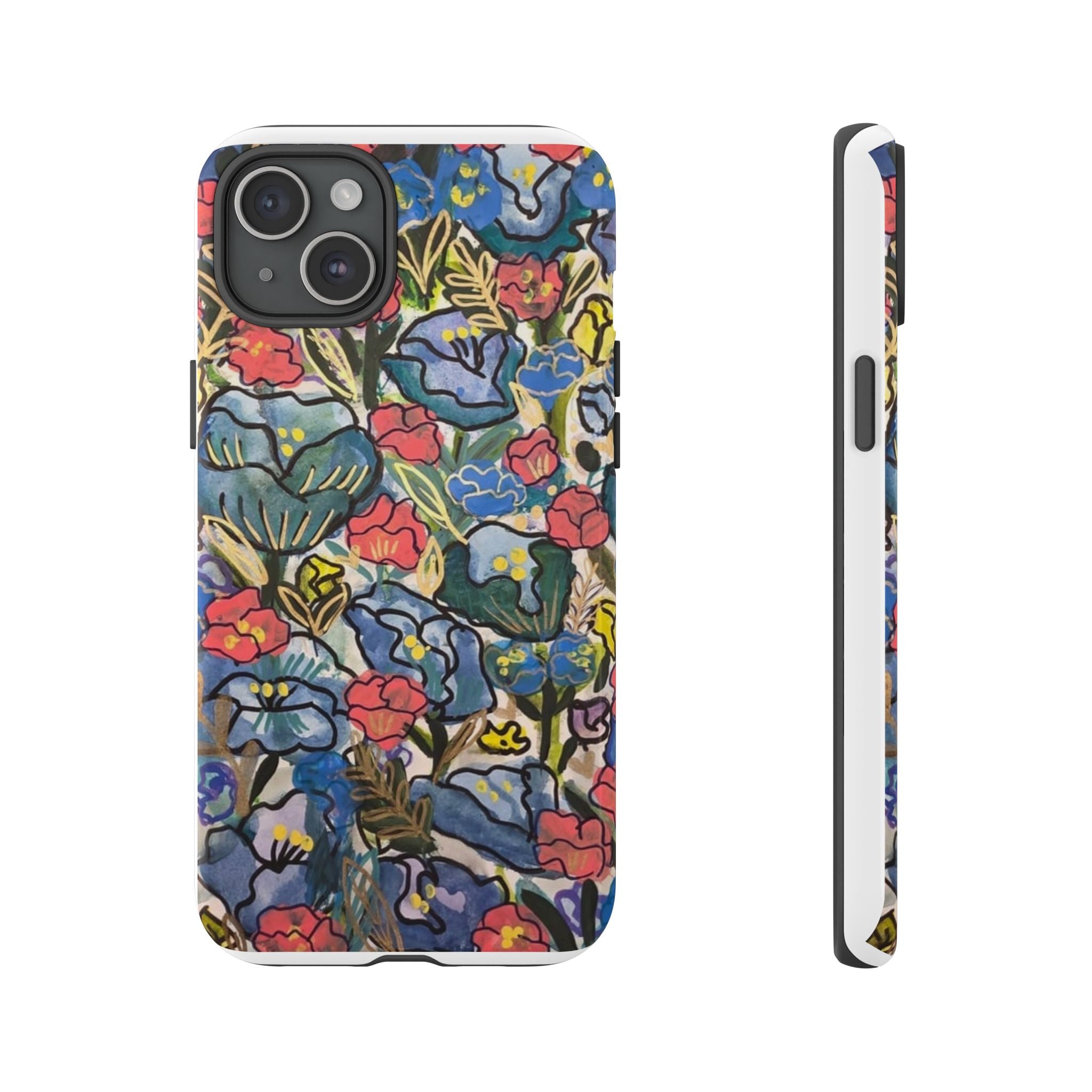 Floral Mosaic Tough Phone Case — Colorful Wildflower Protective iPhone Cover