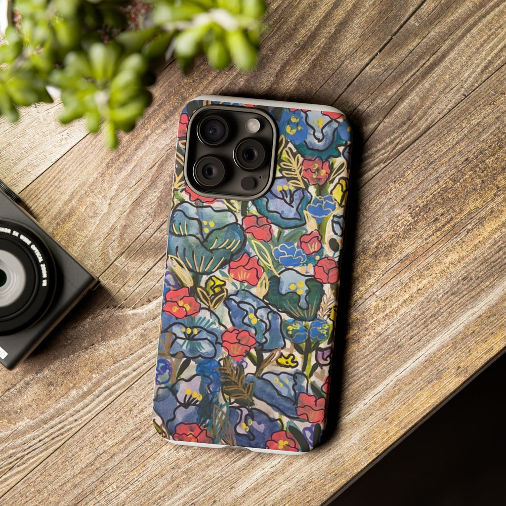 Floral Mosaic Tough Phone Case — Colorful Wildflower Protective iPhone Cover
